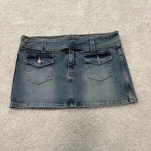 Forever 21 Washed Denim Mini Skirt - Blue